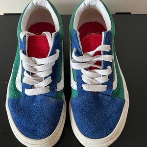 Vans old school sneakers, blue green yellow red size 13 unisex kids shoes